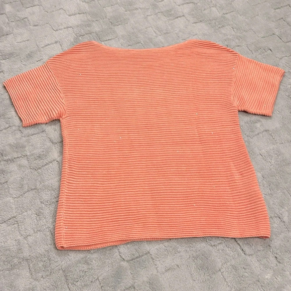 Tommy Bahama Boat Neck Peach Short Sleeve Sweater W/ Micro Iridescent Sequins XS - Picture 3 of 8